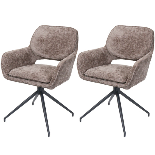 Cosmo Casa - Set van 2 Eetkamerstoelen - Keukenstoel - Draaibaar met Auto-Return - Chenille Stof - 490gm - Bruin