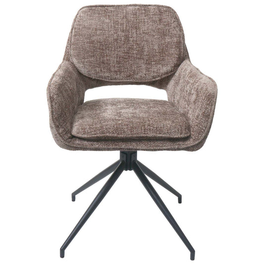 Cosmo Casa - Set van 2 Eetkamerstoelen - Keukenstoel - Draaibaar met Auto-Return - Chenille Stof - 490gm - Bruin