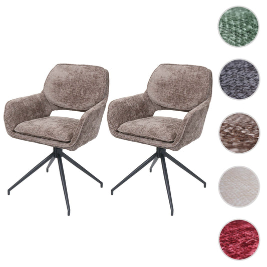 Cosmo Casa - Set van 2 Eetkamerstoelen - Keukenstoel - Draaibaar met Auto-Return - Chenille Stof - 490gm - Bruin
