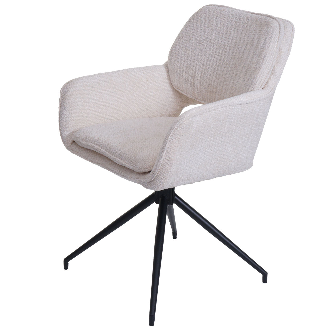 Cosmo Casa - Set van 2 Eetkamerstoelen - Keukenstoel - Draaibaar met Auto-Return - Chenille Stof - Crème