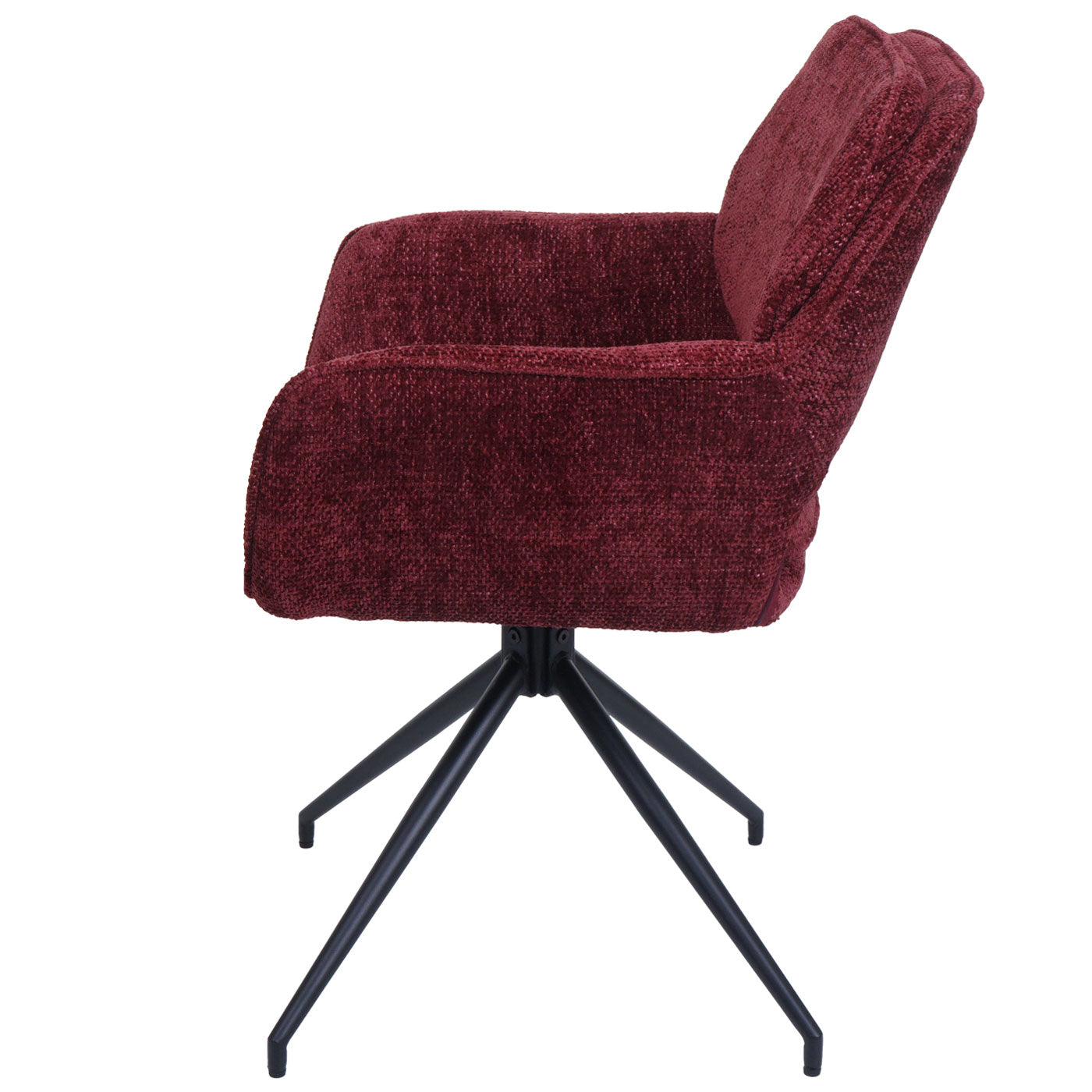 Cosmo Casa - Set van 2 Eetkamerstoelen - Keukenstoel - Draaibaar met Auto-Return - Chenille Stof - Bordeaux