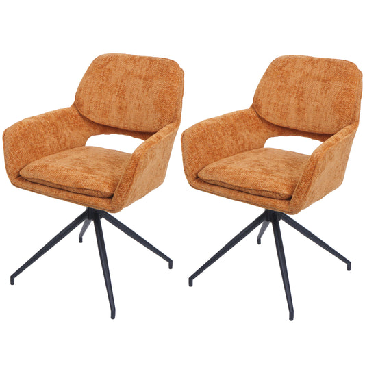 Cosmo Casa - Set van 2 Eetkamerstoelen - Keukenstoel - Draaibaar met Auto-Return - Chenille Stof - Okergeel