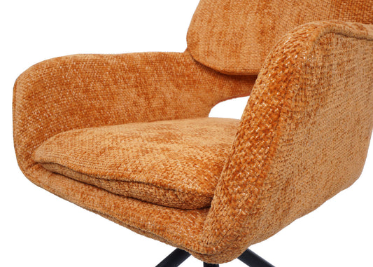 Cosmo Casa - Set van 2 Eetkamerstoelen - Keukenstoel - Draaibaar met Auto-Return - Chenille Stof - Okergeel