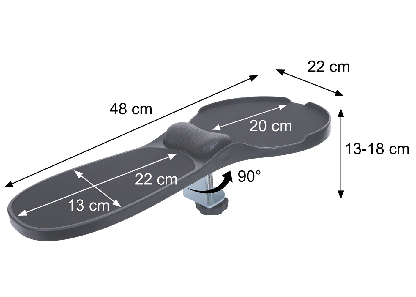 Cosmo Casa - 2-in-1 Armleuning met Muismat - Bureauarmsteun - Ergonomisch Polskussen - 90° Verstelbaar