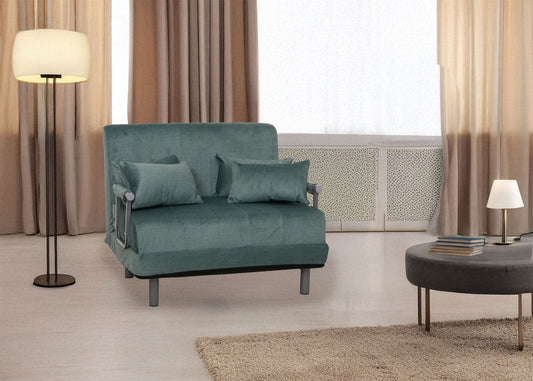 Cosmo Casa - Slaapstoel - Klapstoel - Slaapbank - Logeerbed - Ligvlak 190x100cm - Chenille Stof - 370gm - Blauwgroen