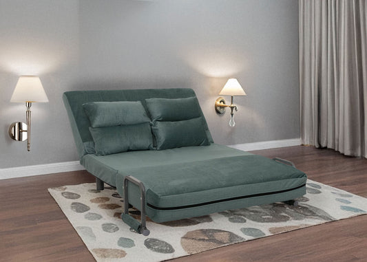 Cosmo Casa - Slaapstoel - Klapstoel - Slaapbank - Logeerbed - Ligvlak 190x100cm - Chenille Stof - 370gm - Blauwgroen