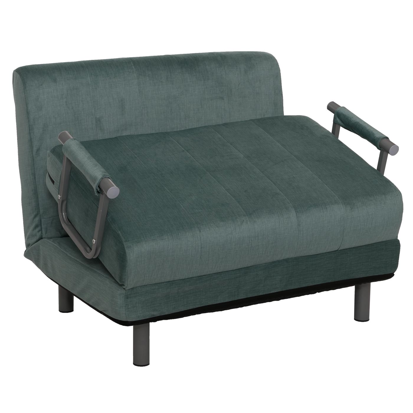 Cosmo Casa - Slaapstoel - Klapstoel - Slaapbank - Logeerbed - Ligvlak 190x100cm - Chenille Stof - 370gm - Blauwgroen