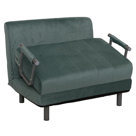 Cosmo Casa - Slaapstoel - Klapstoel - Slaapbank - Logeerbed - Ligvlak 190x100cm - Chenille Stof - 370gm - Blauwgroen