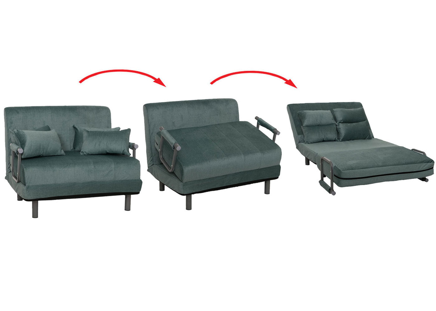 Cosmo Casa - Slaapstoel - Klapstoel - Slaapbank - Logeerbed - Ligvlak 190x100cm - Chenille Stof - 370gm - Blauwgroen