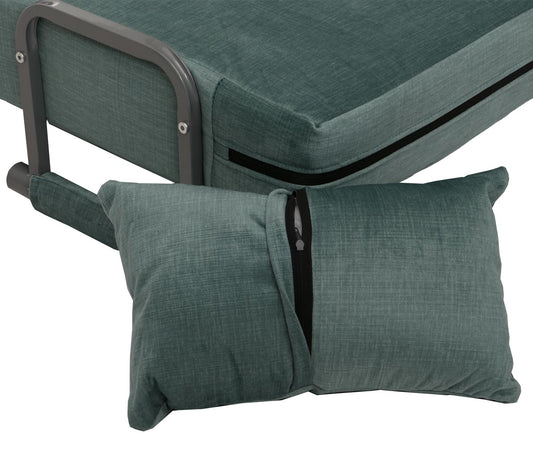 Cosmo Casa - Slaapstoel - Klapstoel - Slaapbank - Logeerbed - Ligvlak 190x100cm - Chenille Stof - 370gm - Blauwgroen