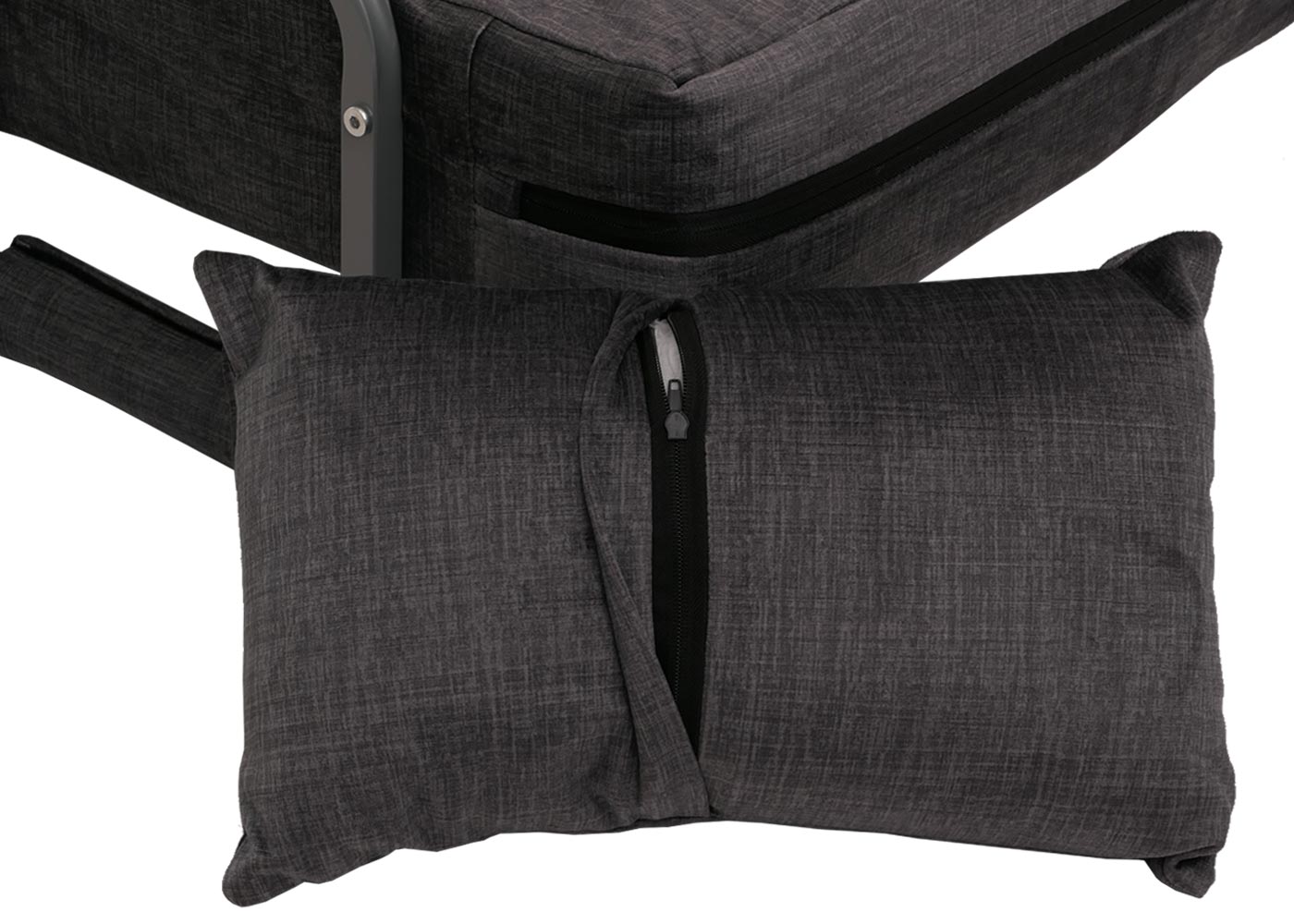 Cosmo Casa - Slaapstoel - Klapstoel - Slaapbank - Logeerbed - Ligvlak 190x100cm - Chenille Stof - 370gm - Donkergrijs