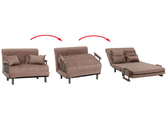 Cosmo Casa - Slaapstoel - Klapstoel - Slaapbank - Logeerbed - Ligvlak 190x100cm - Chenille Stof - 370gm - Bruin