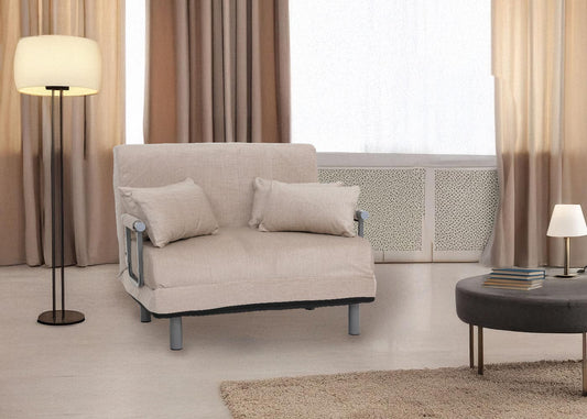 Cosmo Casa - Slaapstoel - Klapstoel - Slaapbank - Logeerbed - Ligvlak 190x100cm - Chenille Stof - 370gm - Crème