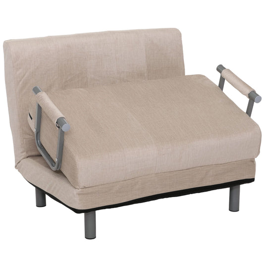 Cosmo Casa - Slaapstoel - Klapstoel - Slaapbank - Logeerbed - Ligvlak 190x100cm - Chenille Stof - 370gm - Crème