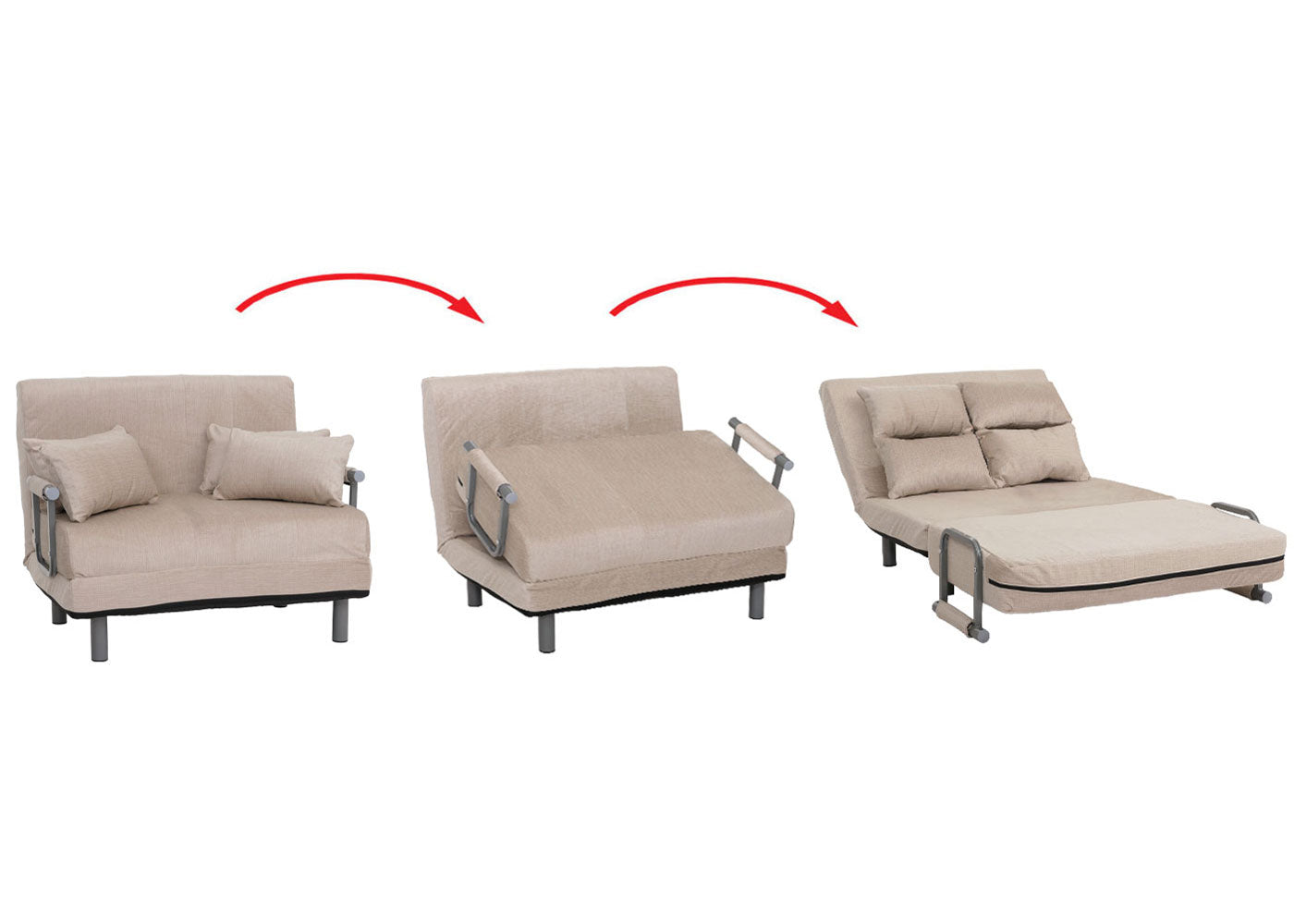 Cosmo Casa - Slaapstoel - Klapstoel - Slaapbank - Logeerbed - Ligvlak 190x100cm - Chenille Stof - 370gm - Crème