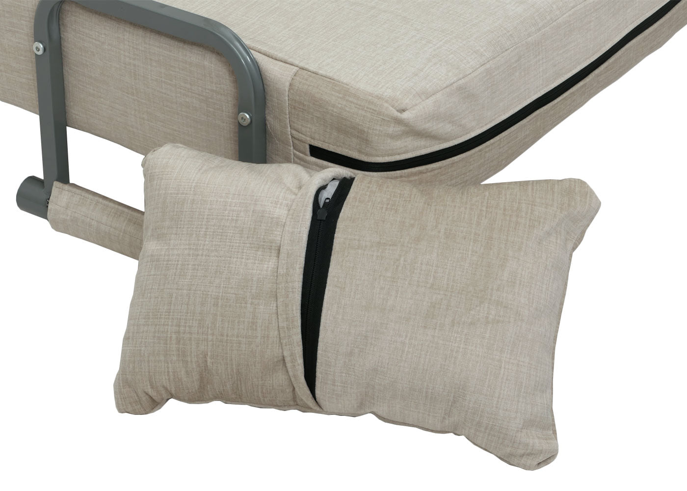 Cosmo Casa - Slaapstoel - Klapstoel - Slaapbank - Logeerbed - Ligvlak 190x100cm - Chenille Stof - 370gm - Crème
