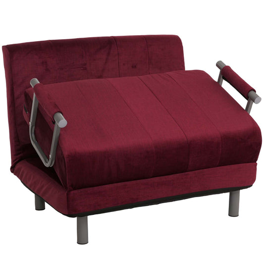 Cosmo Casa - Slaapstoel - Klapstoel - Slaapbank - Logeerbed - Ligvlak 190x100cm - Chenille Stof - 370gm - Bordeaux