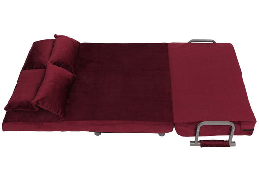 Cosmo Casa - Slaapstoel - Klapstoel - Slaapbank - Logeerbed - Ligvlak 190x100cm - Chenille Stof - 370gm - Bordeaux