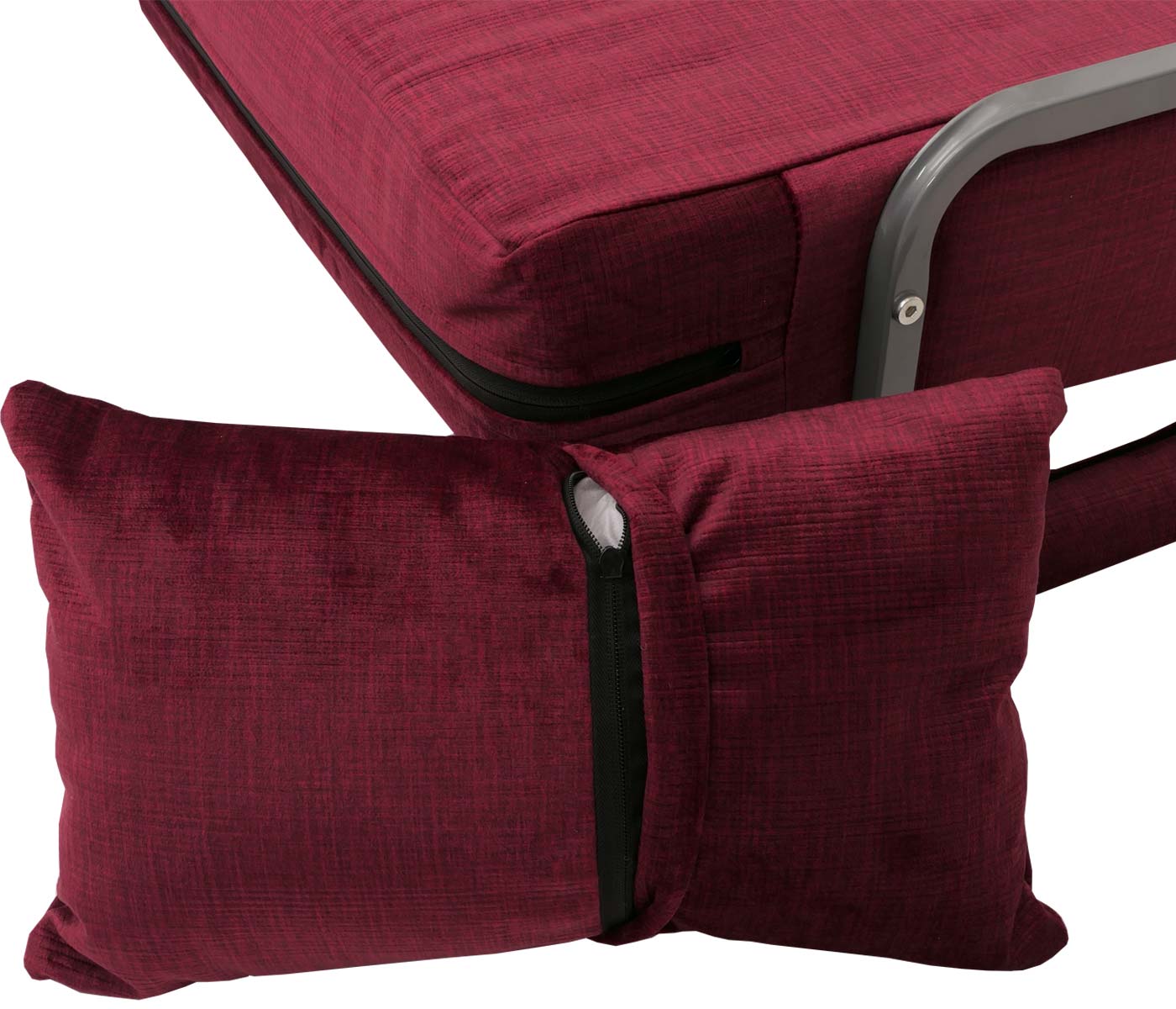 Cosmo Casa - Slaapstoel - Klapstoel - Slaapbank - Logeerbed - Ligvlak 190x100cm - Chenille Stof - 370gm - Bordeaux