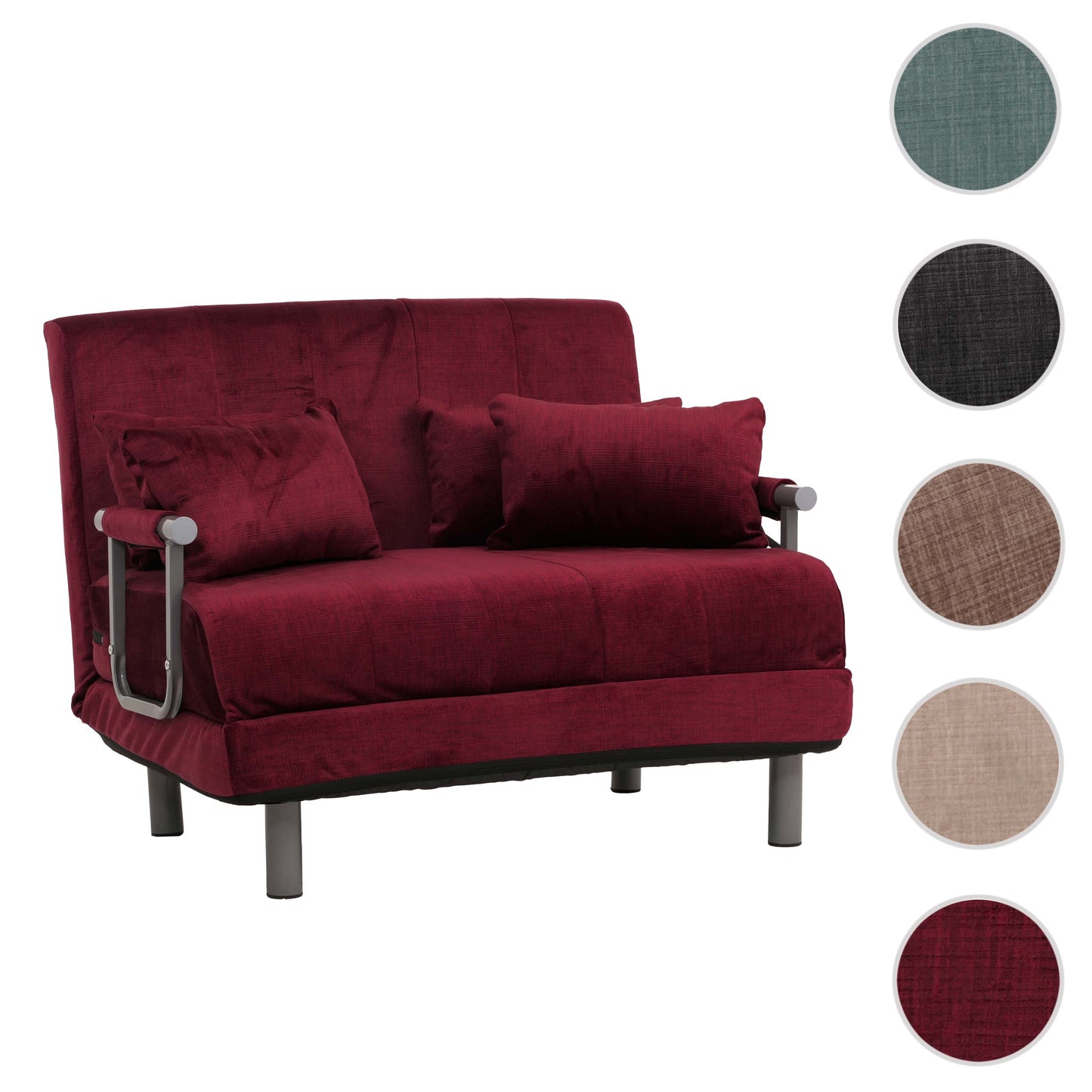 Cosmo Casa - Slaapstoel - Klapstoel - Slaapbank - Logeerbed - Ligvlak 190x100cm - Chenille Stof - 370gm - Bordeaux