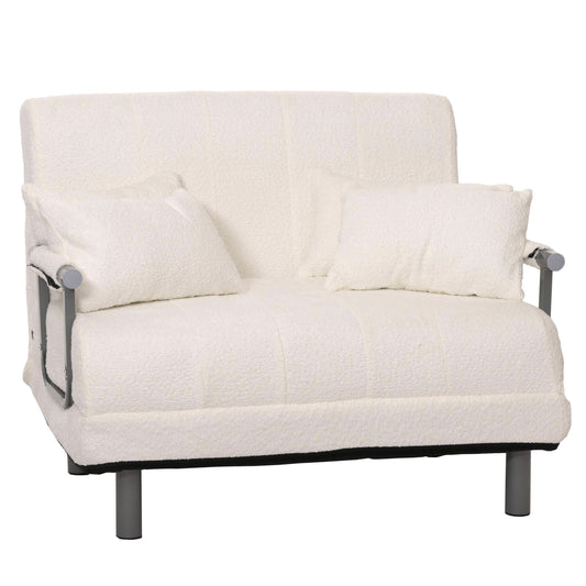 Cosmo Casa - Slaapstoel - Uitklapbaar Logeerbed - 190x100 cm Ligvlak - Boucle Stof - Crème