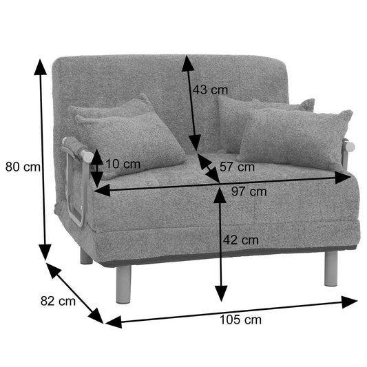 Cosmo Casa - Slaapstoel - Uitklapbaar Logeerbed - 190x100 cm Ligvlak - Boucle Stof - Crème