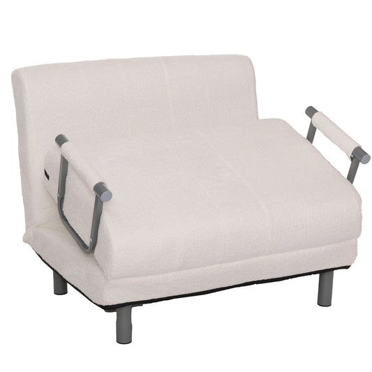 Cosmo Casa - Slaapstoel - Uitklapbaar Logeerbed - 190x100 cm Ligvlak - Boucle Stof - Crème