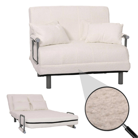 Cosmo Casa - Slaapstoel - Uitklapbaar Logeerbed - 190x100 cm Ligvlak - Boucle Stof - Crème