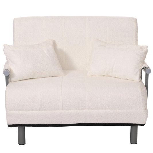 Cosmo Casa - Slaapstoel - Uitklapbaar Logeerbed - 190x100 cm Ligvlak - Boucle Stof - Crème