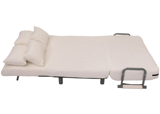 Cosmo Casa - Slaapstoel - Uitklapbaar Logeerbed - 190x100 cm Ligvlak - Boucle Stof - Crème