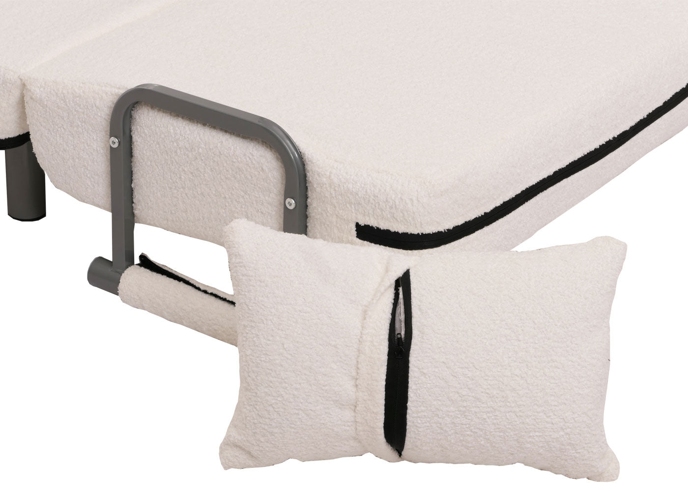 Cosmo Casa - Slaapstoel - Uitklapbaar Logeerbed - 190x100 cm Ligvlak - Boucle Stof - Crème