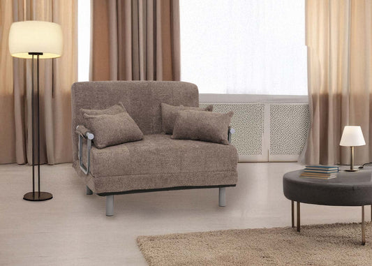 Cosmo Casa - Slaapstoel - Uitklapbaar Logeerbed - 190x100 cm Ligvlak - Boucle Stof - Lichtbruin