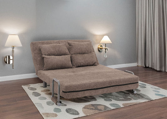 Cosmo Casa - Slaapstoel - Uitklapbaar Logeerbed - 190x100 cm Ligvlak - Boucle Stof - Lichtbruin