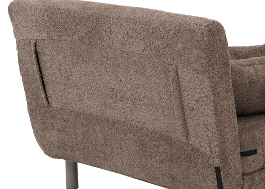 Cosmo Casa - Slaapstoel - Uitklapbaar Logeerbed - 190x100 cm Ligvlak - Boucle Stof - Lichtbruin