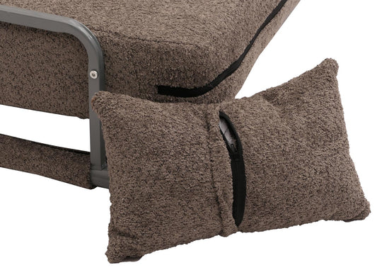 Cosmo Casa - Slaapstoel - Uitklapbaar Logeerbed - 190x100 cm Ligvlak - Boucle Stof - Lichtbruin