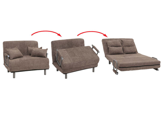 Cosmo Casa - Slaapstoel - Uitklapbaar Logeerbed - 190x100 cm Ligvlak - Boucle Stof - Lichtbruin