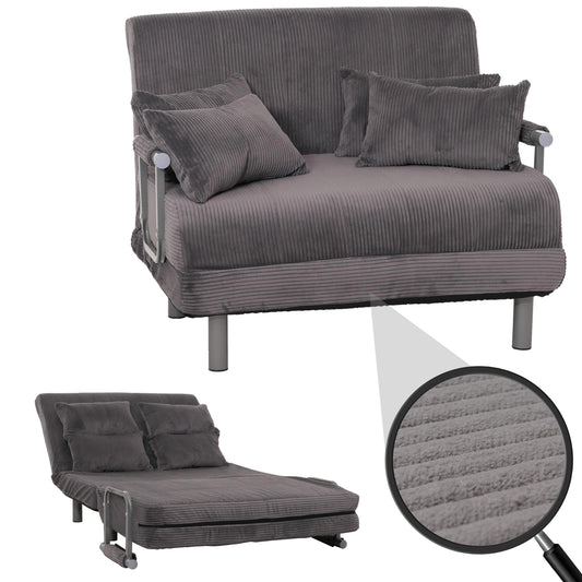 Cosmo Casa - Slaapstoel - Klapstoel - Slaapbank - Logeerbed - Ligvlak 190x100cm - Stoffen Koord - 330gm - Donkergrijs