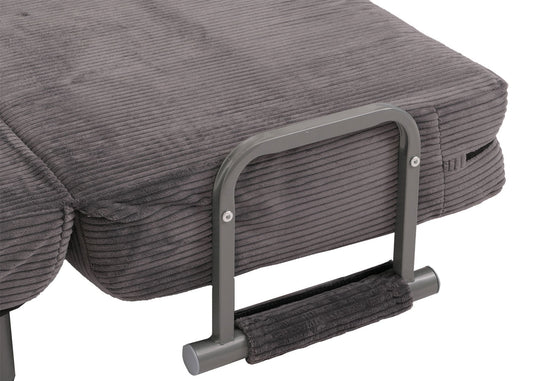 Cosmo Casa - Slaapstoel - Klapstoel - Slaapbank - Logeerbed - Ligvlak 190x100cm - Stoffen Koord - 330gm - Donkergrijs