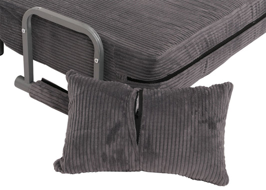 Cosmo Casa - Slaapstoel - Klapstoel - Slaapbank - Logeerbed - Ligvlak 190x100cm - Stoffen Koord - 330gm - Donkergrijs