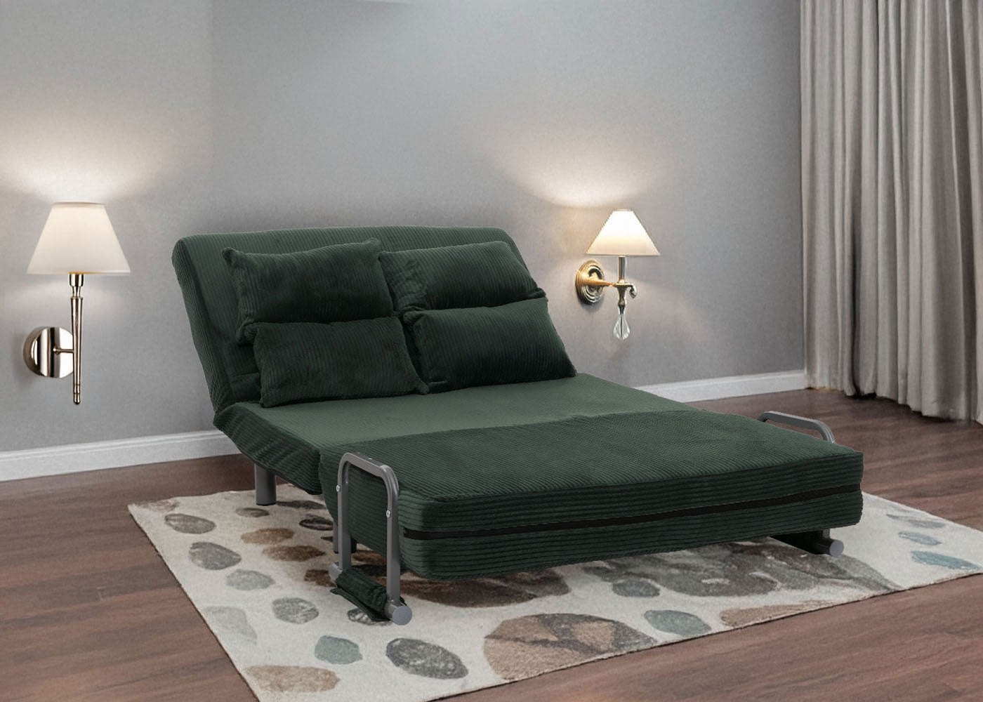 Cosmo Casa - Slaapstoel - Klapstoel - Slaapbank - Logeerbed - Ligvlak 190x100cm - Stoffen Koord - 330gm - Groen