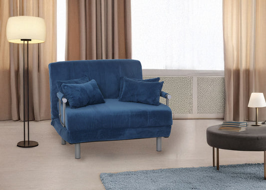 Cosmo Casa - Slaapstoel - Klapstoel - Slaapbank - Logeerbed - Ligvlak 190x100cm - Stoffen Koord - 330gm - Blauw