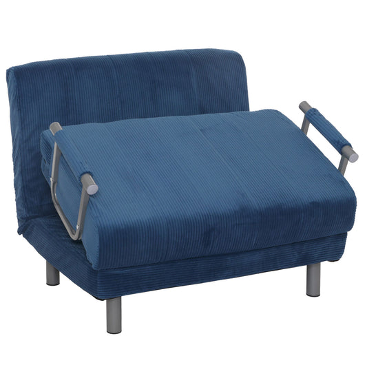 Cosmo Casa - Slaapstoel - Klapstoel - Slaapbank - Logeerbed - Ligvlak 190x100cm - Stoffen Koord - 330gm - Blauw