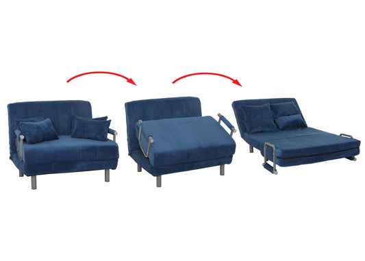 Cosmo Casa - Slaapstoel - Klapstoel - Slaapbank - Logeerbed - Ligvlak 190x100cm - Stoffen Koord - 330gm - Blauw