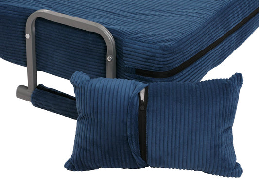 Cosmo Casa - Slaapstoel - Klapstoel - Slaapbank - Logeerbed - Ligvlak 190x100cm - Stoffen Koord - 330gm - Blauw