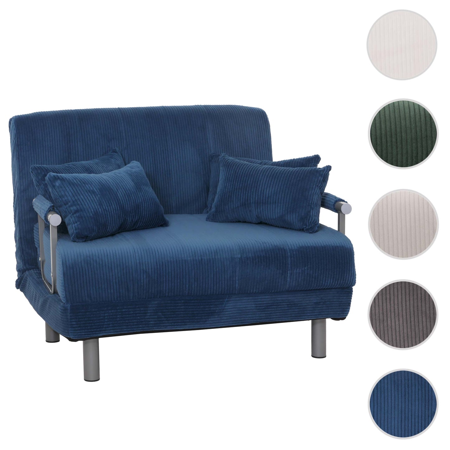 Cosmo Casa - Slaapstoel - Klapstoel - Slaapbank - Logeerbed - Ligvlak 190x100cm - Stoffen Koord - 330gm - Blauw
