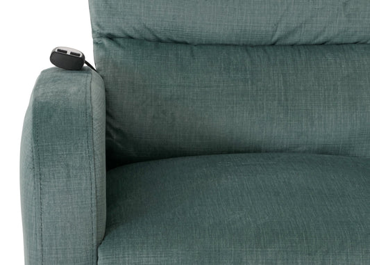 Cosmo Casa - TV Relaxfauteuil - Elektrische Sta-Op Functie - Metaal - Chenille - Blauwgroen