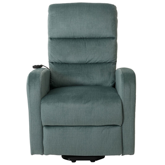 Cosmo Casa - TV Relaxfauteuil - Elektrische Sta-Op Functie - Metaal - Chenille - Blauwgroen