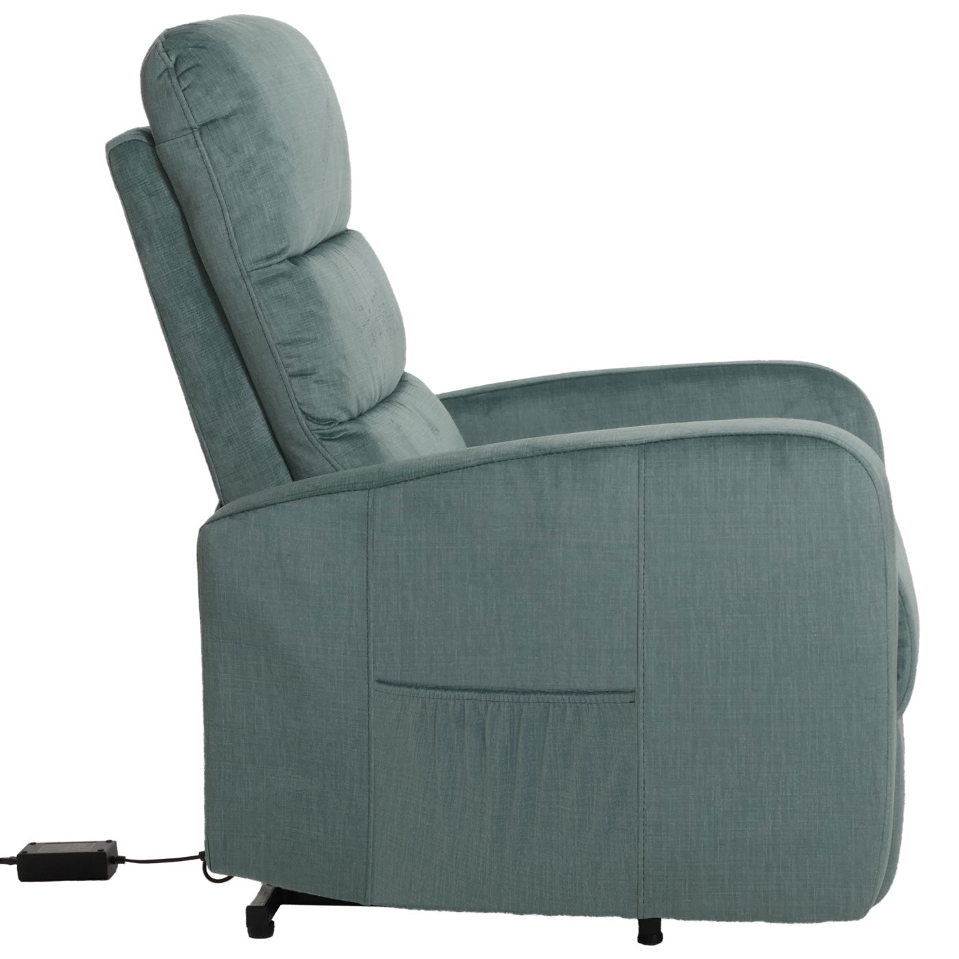 Cosmo Casa - TV Relaxfauteuil - Elektrische Sta-Op Functie - Metaal - Chenille - Blauwgroen