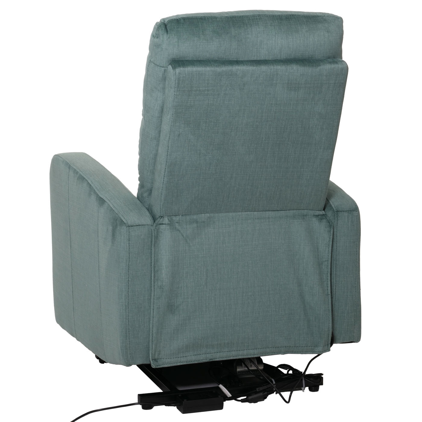 Cosmo Casa - TV Relaxfauteuil - Elektrische Sta-Op Functie - Metaal - Chenille - Blauwgroen