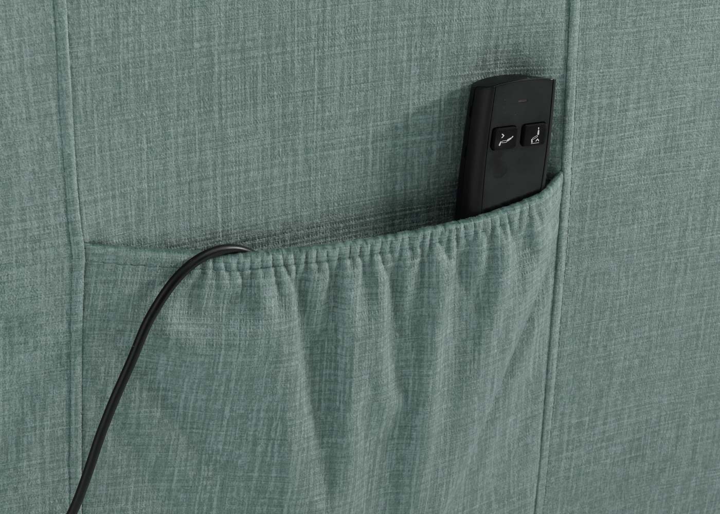 Cosmo Casa - TV Relaxfauteuil - Elektrische Sta-Op Functie - Metaal - Chenille - Blauwgroen